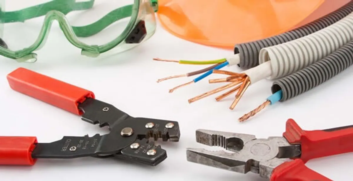 Electrical wiring repair with professional tools and safety equipment in Nazareth, PA