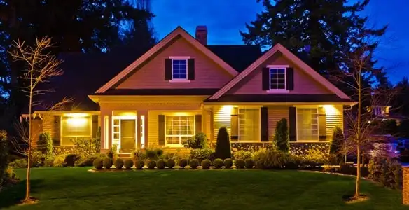 security light installation services illuminating a residential exterior at night in Easton, PA